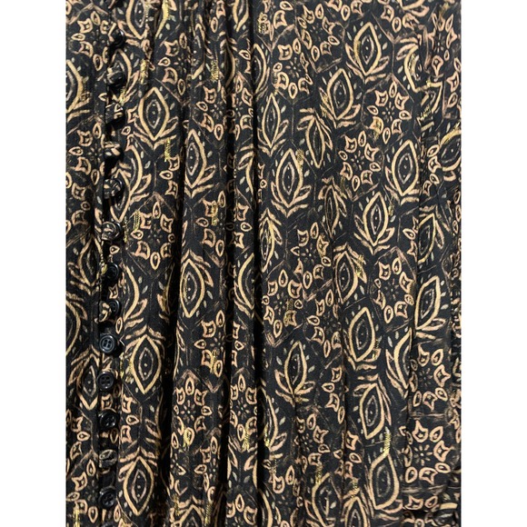 Zara Black Gold Metallic Print Long Sleeve Button Front Mini Dress Size Small - Picture 11 of 12